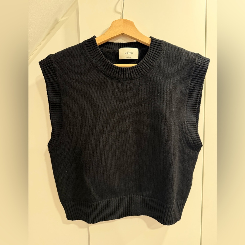 Wilfred Black Sleeveless Crew Neck Sweater